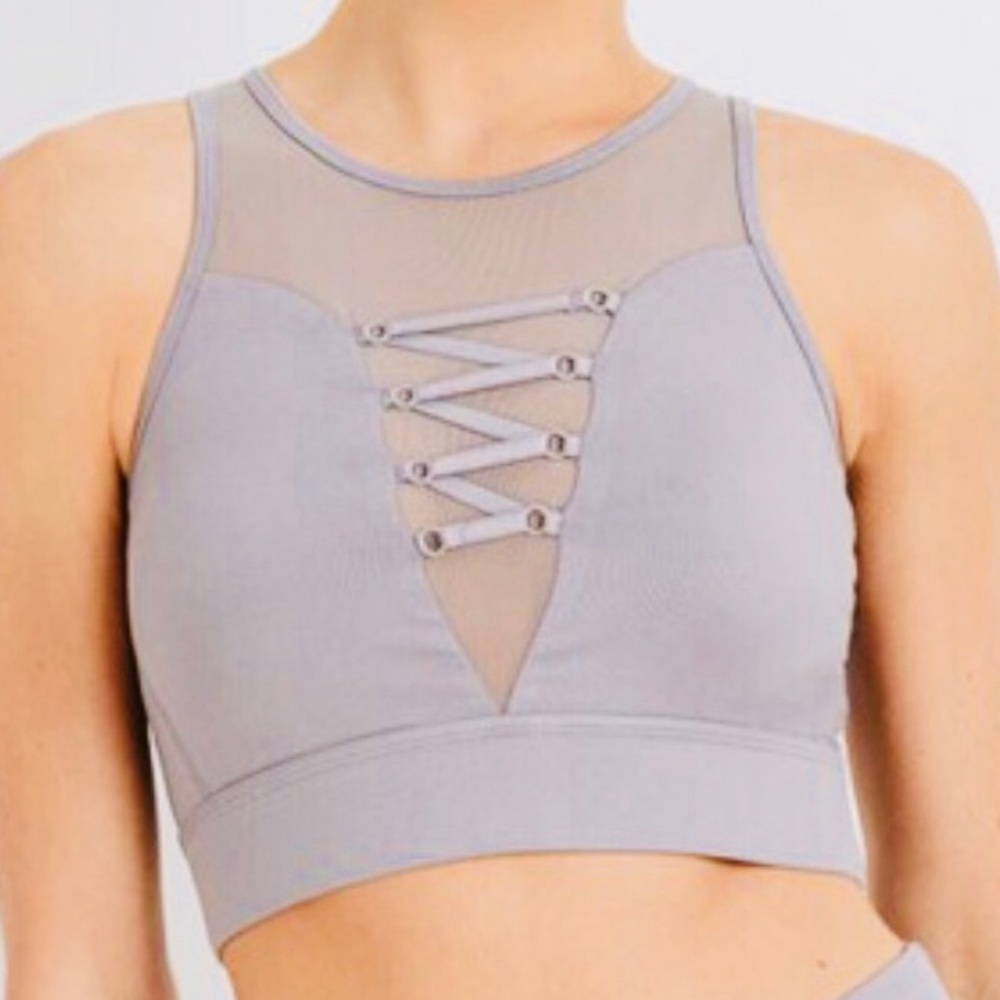 ⚡️last 1 sale⚡️ Mesh Sports Bra with Lace - Picture 2 of 7